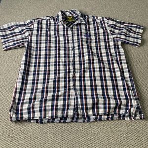 Avirex Mens Shirt Size XL Gray/Blue/Red Plaid Short‎ Sleeves Button Up Pocket